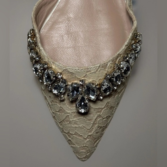 New Cecilia New York Rhinestone Lace Flats Shoes Wedding Sz 8.5 Ivory Cream $245 - Picture 8 of 12